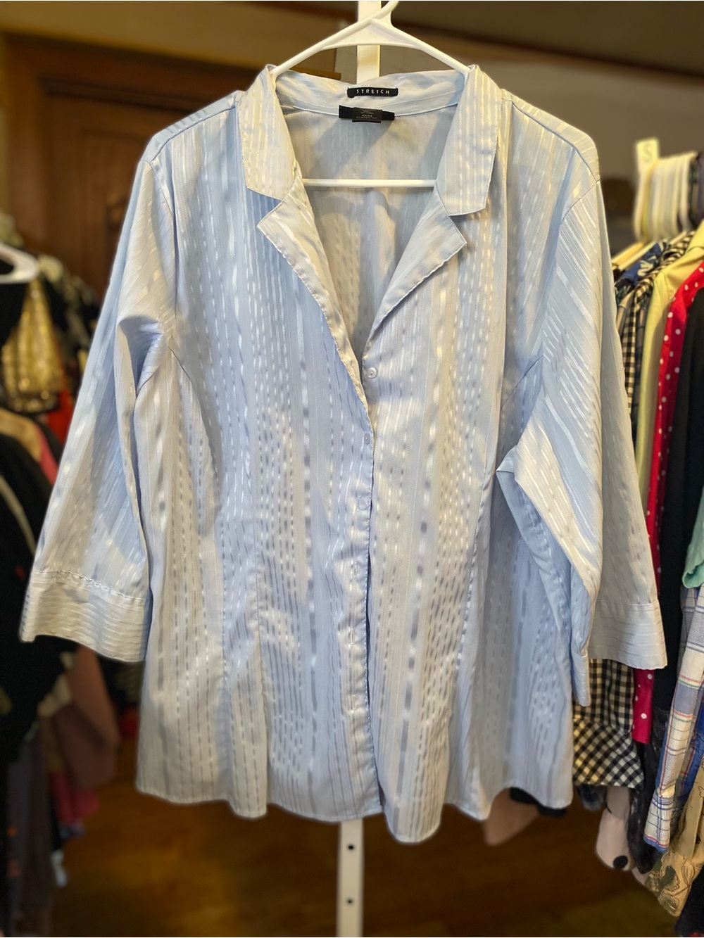 Avenue Pale Blue Striped Button-Down Shirt